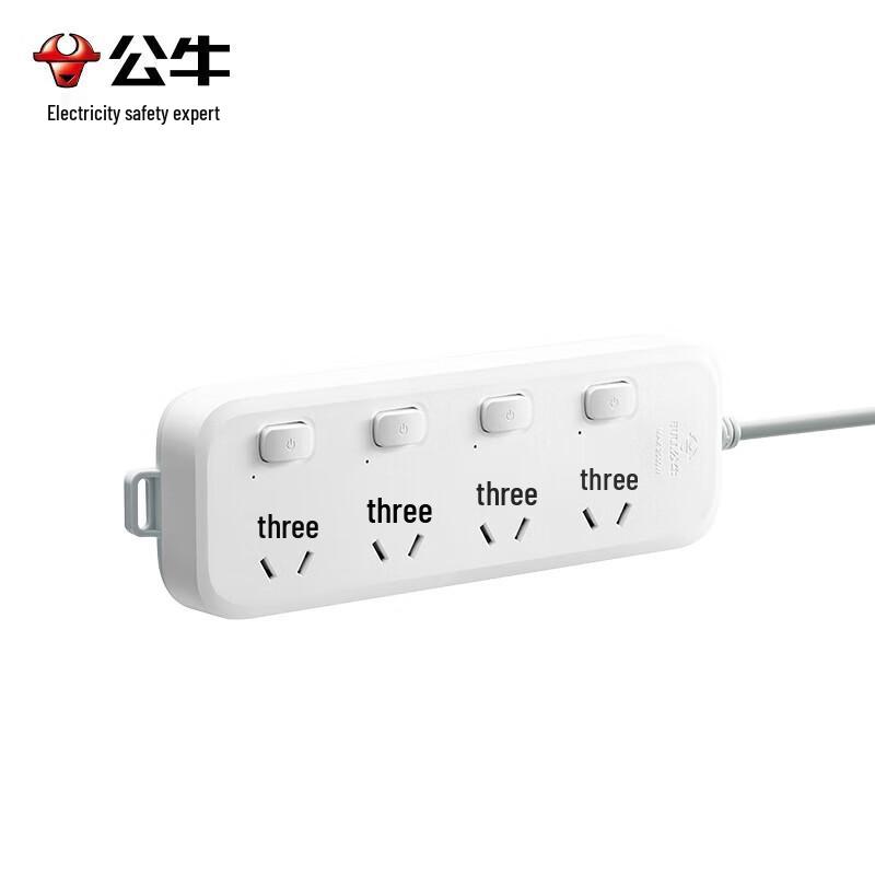 BULL New National Standard 4-Outlet Individual Control Power Strip CN Plug (adapter Included)