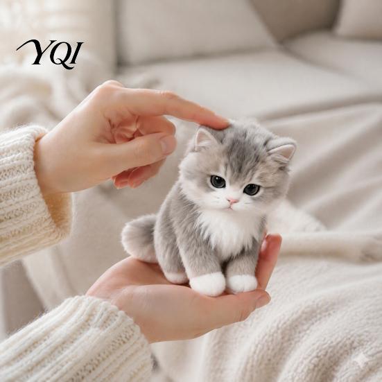 Soft Stuffed Animal for Kids Plush Simulation Cat Doll Keychain, Skin Friendly Washable Kitten Pendant, Plushie Bag Charm Backpacks And Keys
