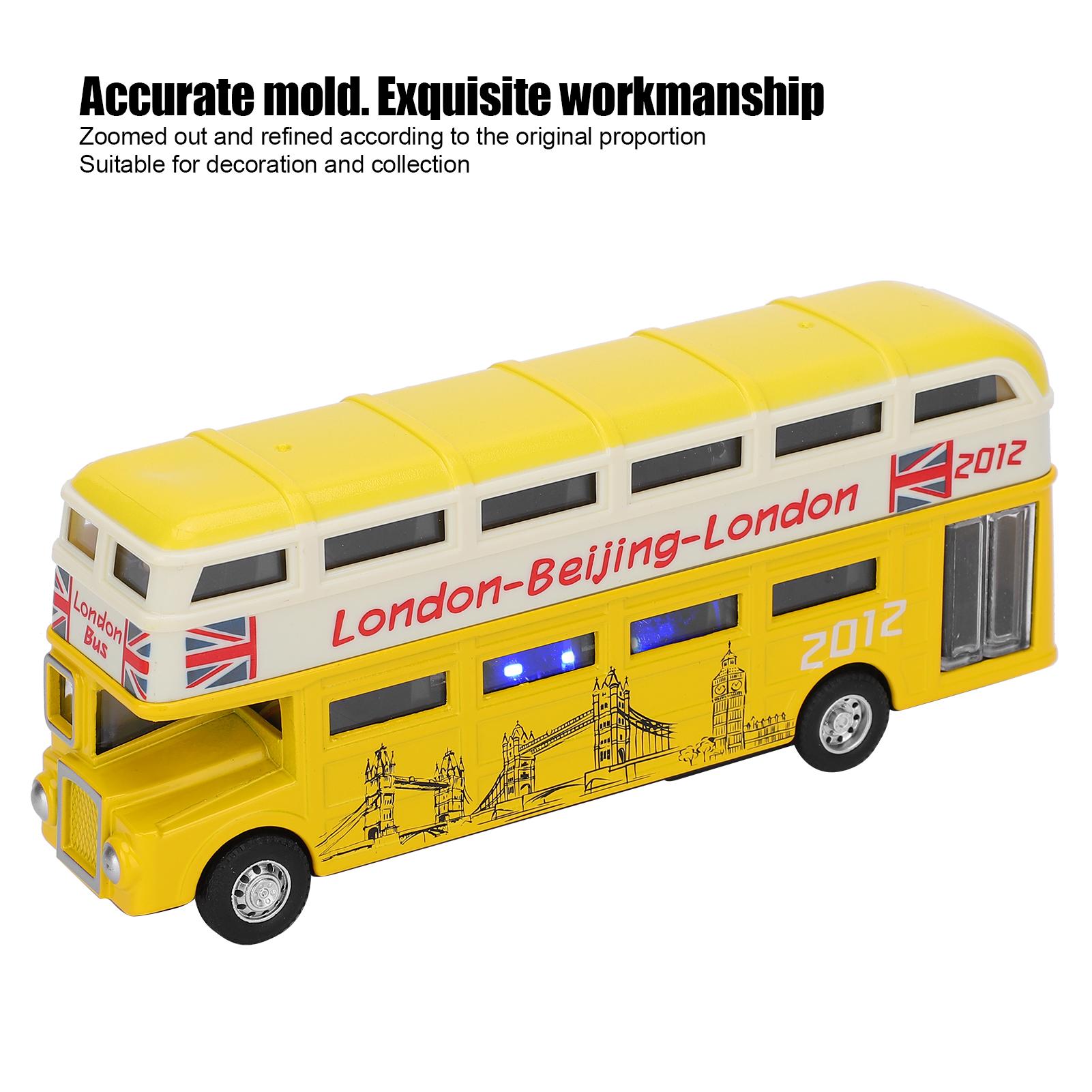 

1:90 Children Double Layer Bus Toy Simulation Alloy Pull Back Car Toy with Light Music(Blue )