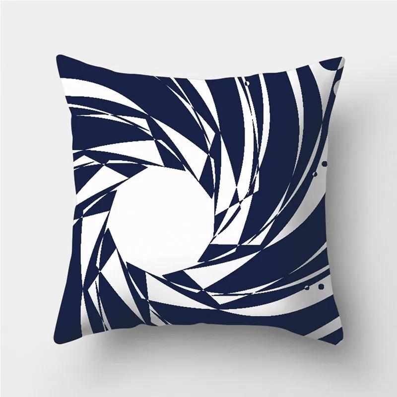 Dark Blue Geometric Pattern Decorative Pillowcase Bedding Home Decoration Cushion Pillowcase