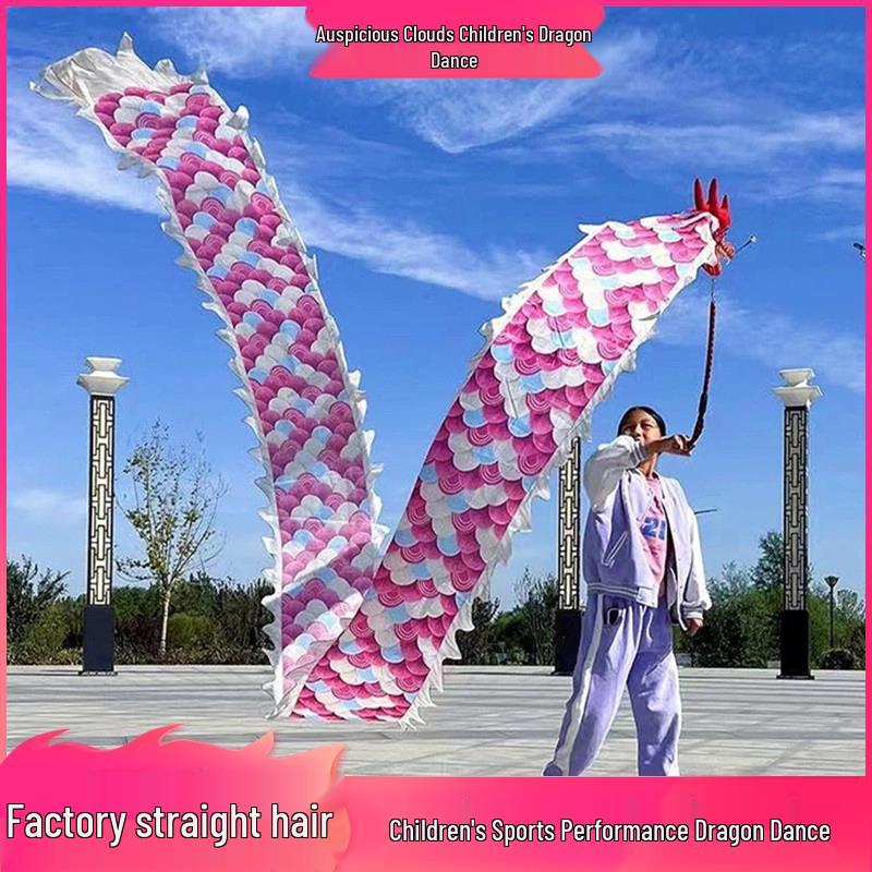 Kids  Colorful Silk Ribbon Dragon Dance Prop for Primary School Sports and Play Coiling Column 2m Dance Set