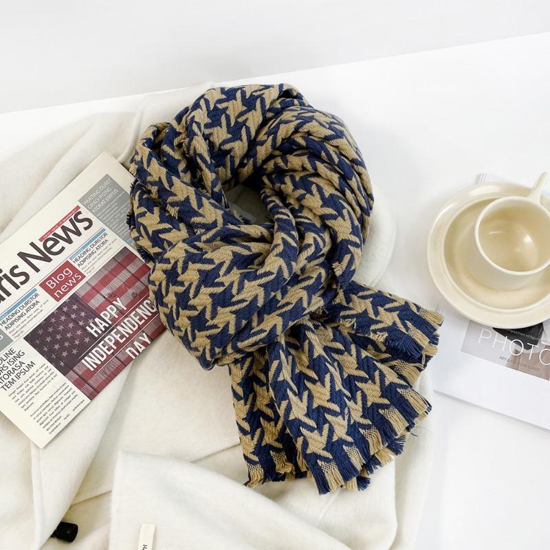 Qiandongge scarf, women's autumn and winter warm thickened medium and long scarf versatile scarf fashion shawl