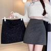 Irregular Pleated Wool Blend Sequin A-Line Skirt - Women’s High-Waisted Autumn/Winter 2025