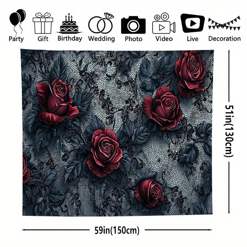 1Pc Gothic Red Rose Lace Pattern Tapestry Wall Hanging For Bedroom Living Room Decor Dark Floral Art Print Home Decoration Gift
