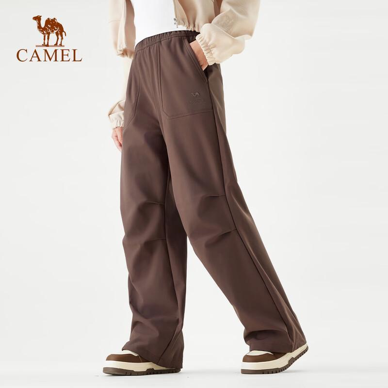 Camel Fleece-Lined Water-Repellent Wide-Leg Utility Softshell Pants