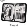 Stainless Steel Manicure Set with Nail Clippers, File, and Tools In Zipper Bag.