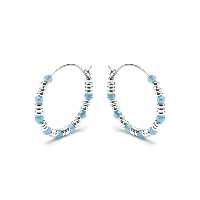 Boucles d'oreilles - LUXENTER - Deli - Argent 925 - Plaqué rhodium - Zircone cubique aigue-marine