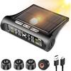 Reifendruckkontrollsysteme - TPMS Kabelloser Reifenmonitor mit Solarladegerät 6 Alarmmodi LCD-Anzeige Druck- und Temperaturwarnung Automatische Sicherheit