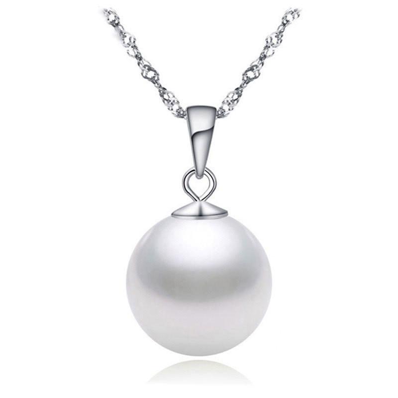 Korean Fashion Simple Pearl Pendant Necklace for Women - Silver Clavicle Chain