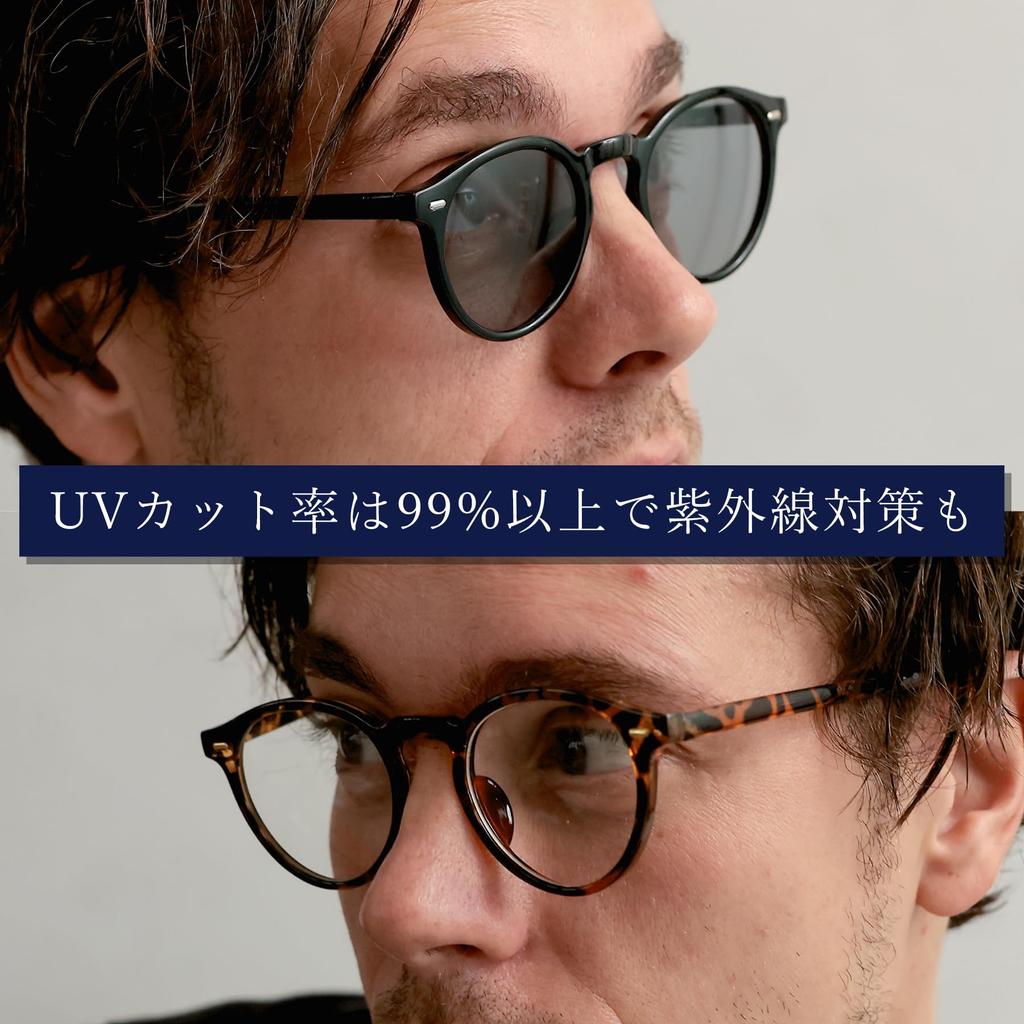 Black x Light Smoke Fashion UV Colored Round [FashionBerry] Boston-style Sunglasses, Glasses, 99% Protection, Lightweight, Lenses/Clear Lenses,