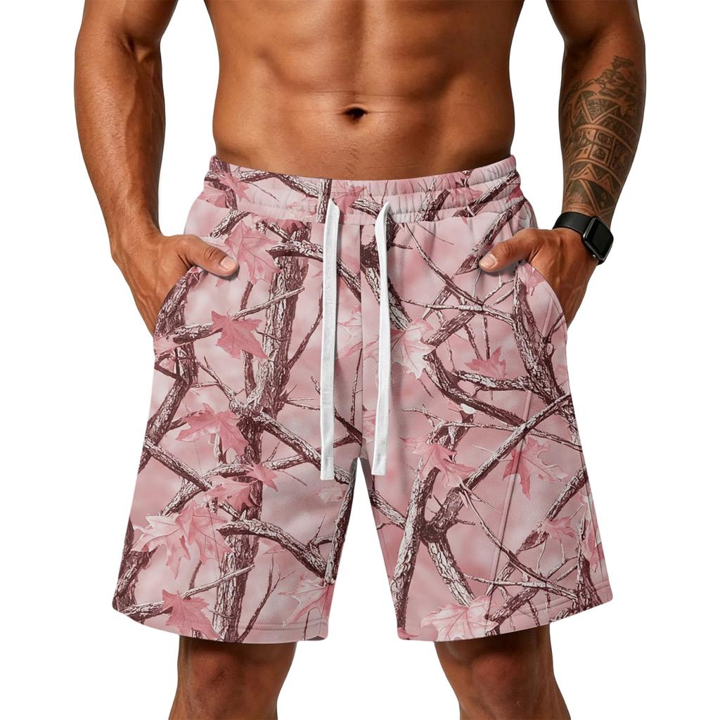 Men's Print Loose Fit Training Gym Beach Shorts with Pockets