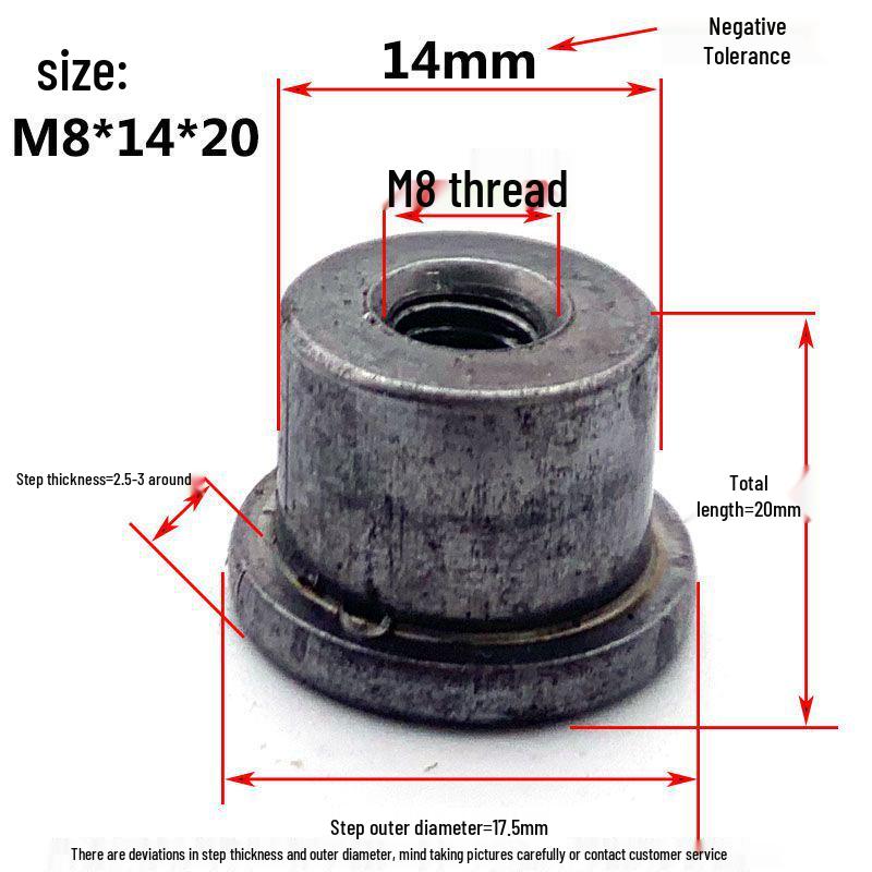 Svařovaná stupňovitá matice typu T s přírubou Kování za studena Železný plech T-víčko M6 M8
