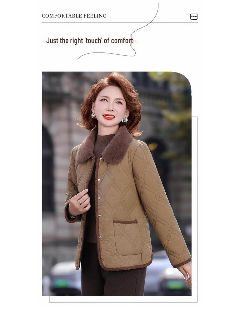 Stylish Women's Cotton Jacket: Short, Warm Winter Outerwear for Women Aged 40-50