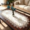 Nicht rollendes Tischband Ovales Spitzenband, Vintage Deckchen, Retro Durchsichtige Blumen-Platzmatte für Kaffee-Esszimmer-Dekor Leichtes Netz