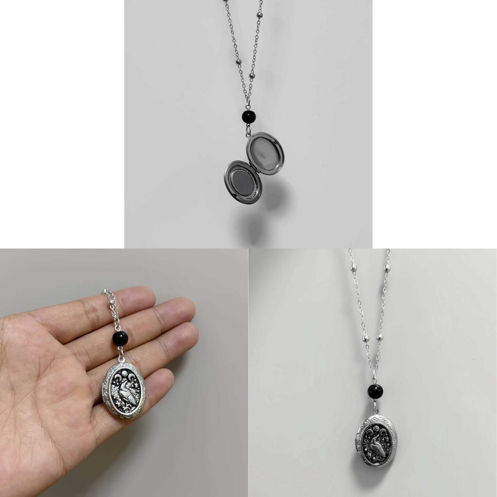 Gothic Moon Raven Goddess Necklace With Geometric Pendant For Women