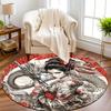 Geisha retro style Flannel-printed round floor mats are slip-resistant Suitable for living room bedroom terrace garden carpets