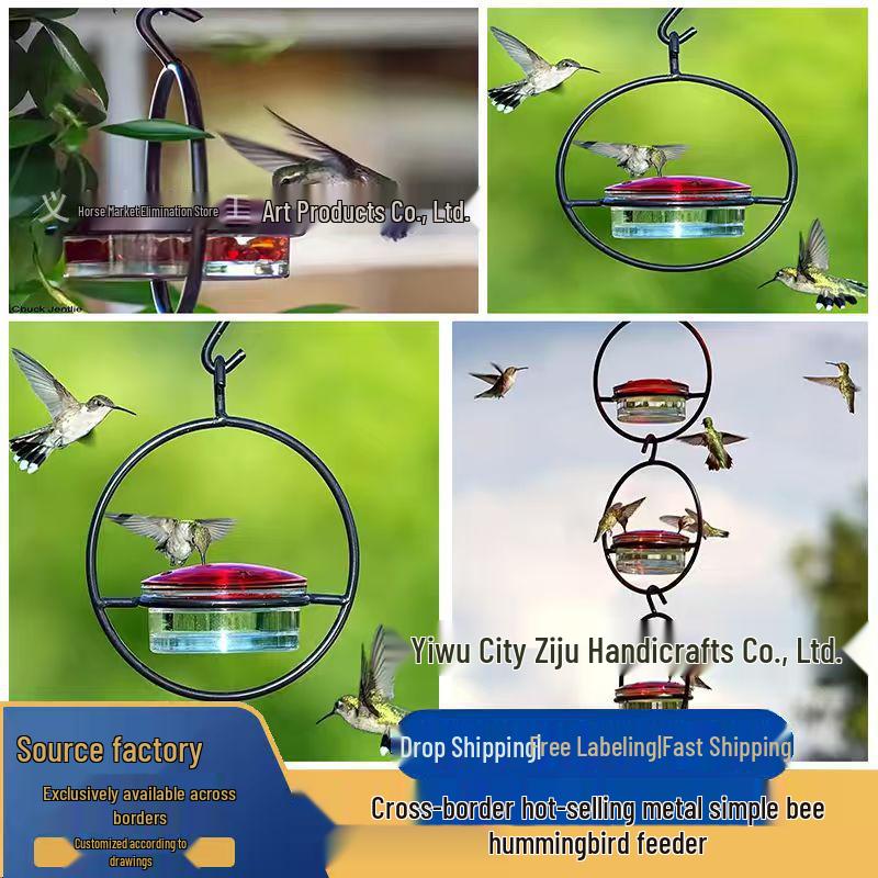 

Metal Hummingbird Feeder Hanging Outdoor Waterer Single Pack [Black]