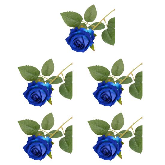 5 Pcs Artificial Red Roses Simulated Flowers with Bendable Stems Realistic