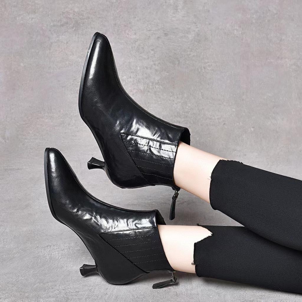 Pointed thin heel short boots women's simple temperament ankle boots fashion boots high heel fashion boots