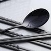 4 Sets Korean Chopsticks Korean Spoons Black Stainless Steel Chopsticks Spoon Service for 4 People