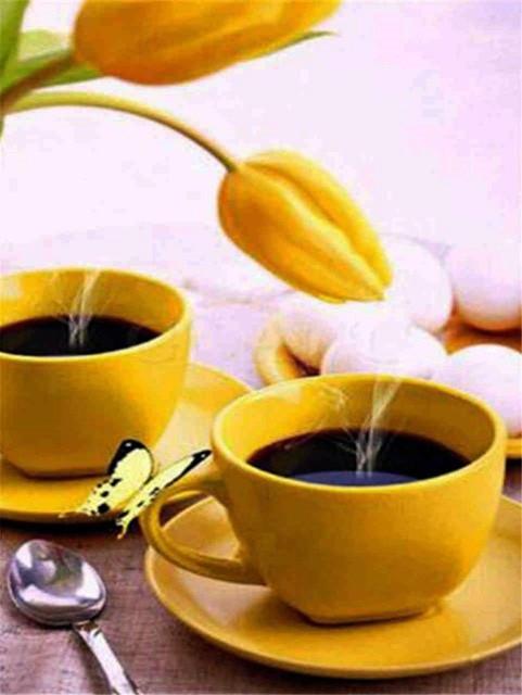 5D Diamond Painting Cup Full Square Round Mosaic Rhinestone Cross Stitch DIY Diamond Embroidery Coffee Wall Art