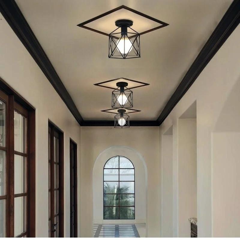 1PC Vintage Ceiling Lights Lamp Shade Lamp Holder Metal Cage Home Decor Pendant Light Decorations Chandelier(Not Include Bulbs)