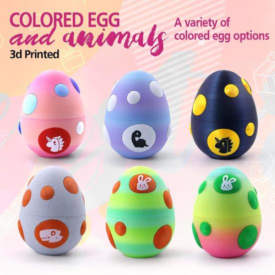 Dragon Egg with Mini Animals 3D Printed Articulated Animal Figurines Inside Egg Pocket Pet Fidget Toy for Kids Gift Easter Basket Stuffers