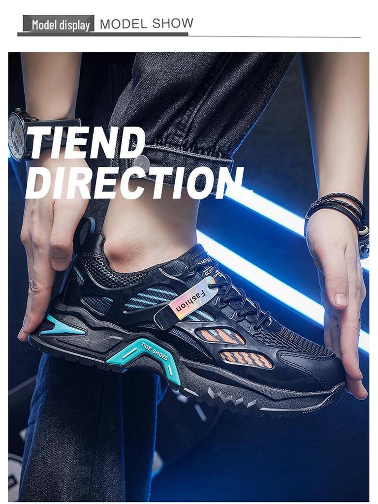 Men's Breathable Mesh Sports Shoes: Trendy, Versatile, Thick-Soled Casual Running Shoes