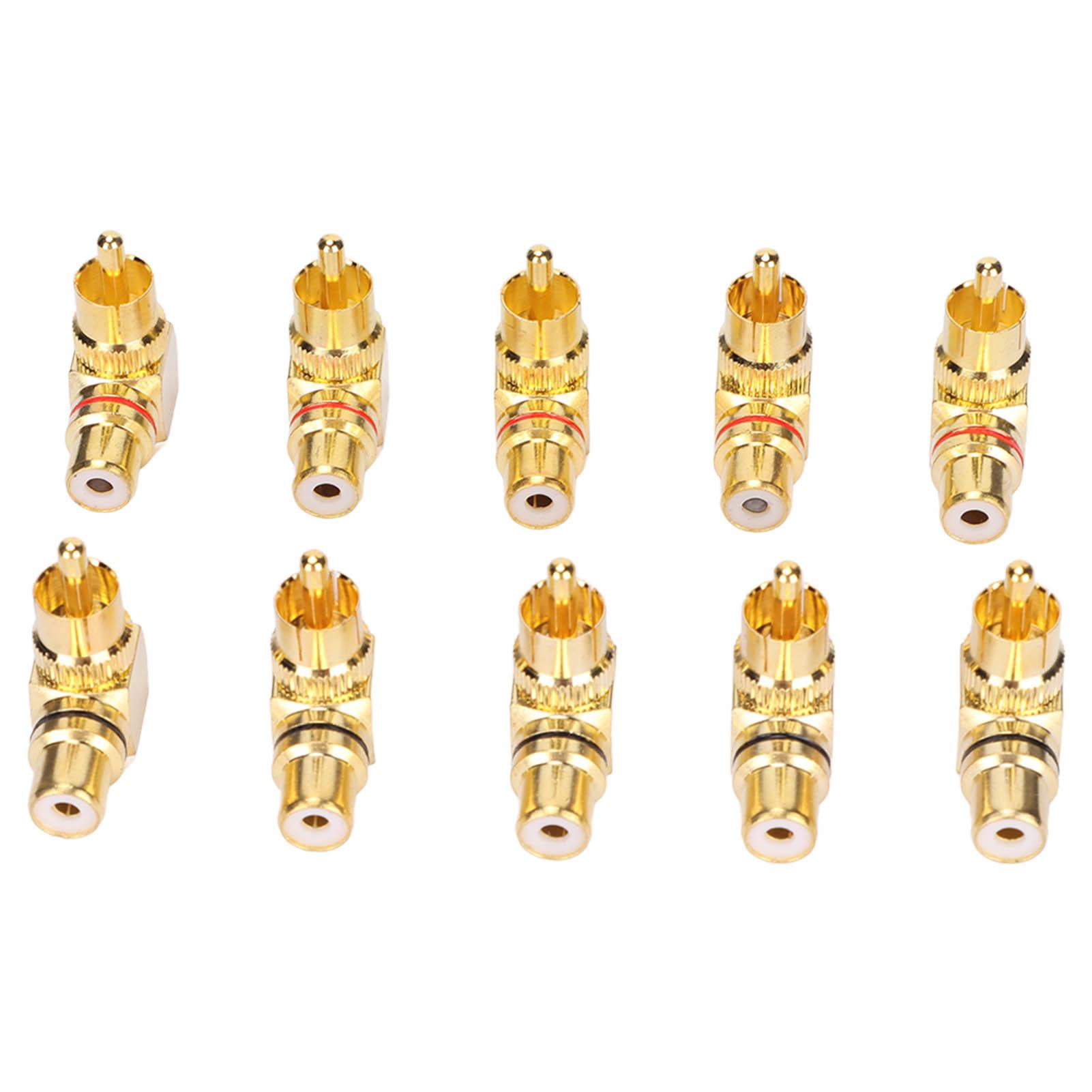 

10pcs RCA Right Angle Adapter Male to Female Copper Gold Plated 90 Degree L Type RCA Adapter Connector