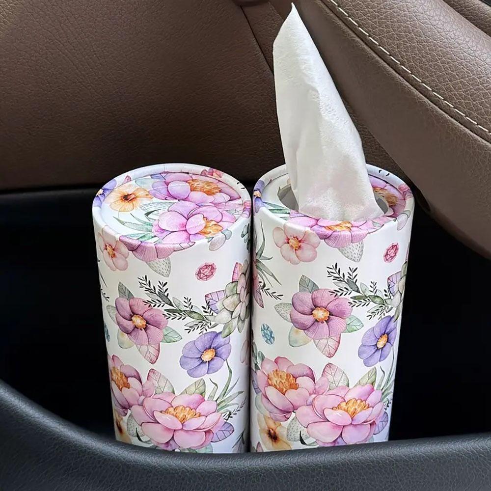 1 Stück Neuer 3-lagiger Auto-Heim-Taschentuchhalter mit Blumenpapierzylinder Papierbecherhalter Zylinderbox Auto-Innenraum