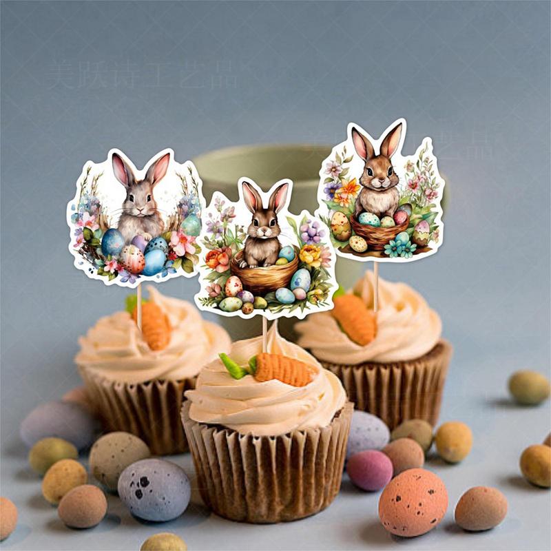 Osterhase Cupcake Topper Frohe Ostern Hasen Dessert Topper Kinder Geburtstagsparty Kuchen Topper Dekoration Osterzubehör