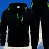 Mens Winter Hooded Half-Zip Fleece-Lined Sweatshirt Set With Jogger Pants Casual Sportswear