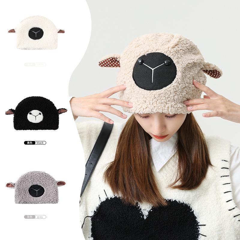 Hat Versatile Hat Woman Winter Sweet Cute Ears Warm Lamb Plush