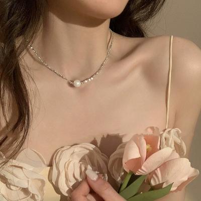 Leichter Luxus Damen Perlenbruch Halskette Damen Schlüsselbein Kette Nischen Design Sinn Ins Trendig und Vielseitig