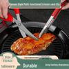 Korean Style Stainless Steel BBQ and Scissor Tongs Set for Grilling and Cutting