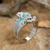 Fashion Silver Color Imitation Turquoise Rings For Women Girl Statement Blue Enamel CZ Rings Wedding Engagement  Gifts
