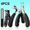 Set de 4 foarfece pentru unghii de la picioare din oțel inoxidabil, rezistente | Mâner ergonomic, Calitate profesională pentru unghii groase - Include pilă de unghii,