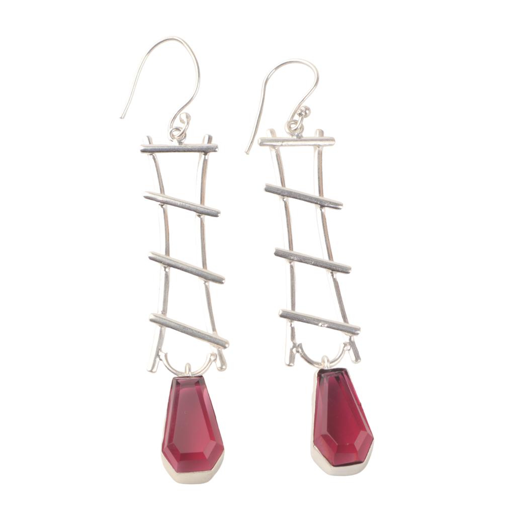 Pink Tourmaline Gemstone 925 Sterling Silver Jewelry Handcrafted Earrings 3.33" EE-133-8