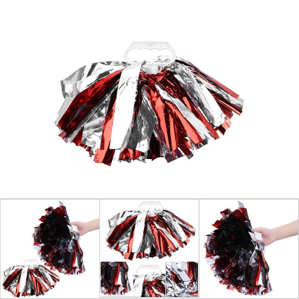 Cheer ering Pom Poms Pompoms for Dance Party School Sports Competition (Silver+Green)