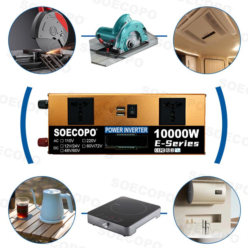 (US Stock) 10000W Peak Solar Generator Kit Intelligent Inverter 12V To 110V 200W Panel 100A Controller System for Home Car