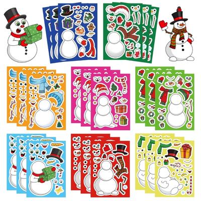 Festives Snowman Design PVC Puzzle Stickers Set Of 24 Removable Waterproof Tablet Skin Decals