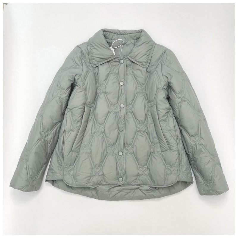 Womens Lightweight Hoodless Down Jacket Short Slim Fit Korean Style Casual Quilted Duck Coat