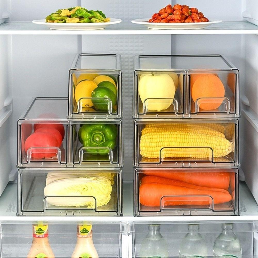 Stackable Food Drawer Organizer Large Capacity Cosmetic Display Case Makeup Organizer  Fruit