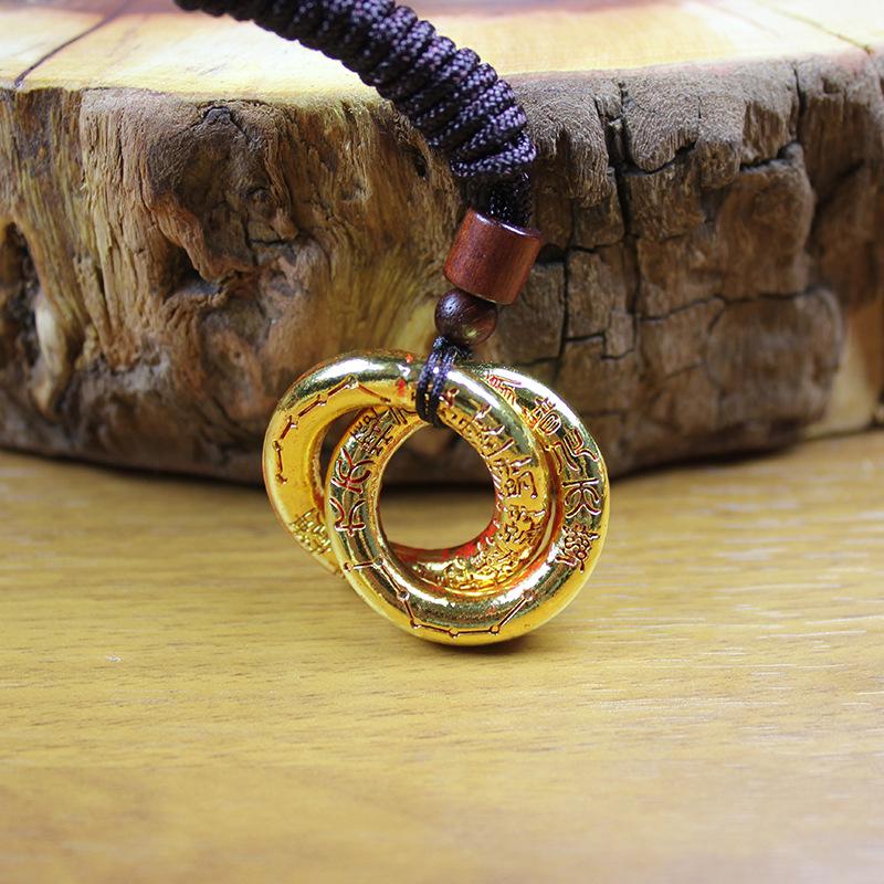 Brass Qiankun Yin Yang Circle Pendant Necklace