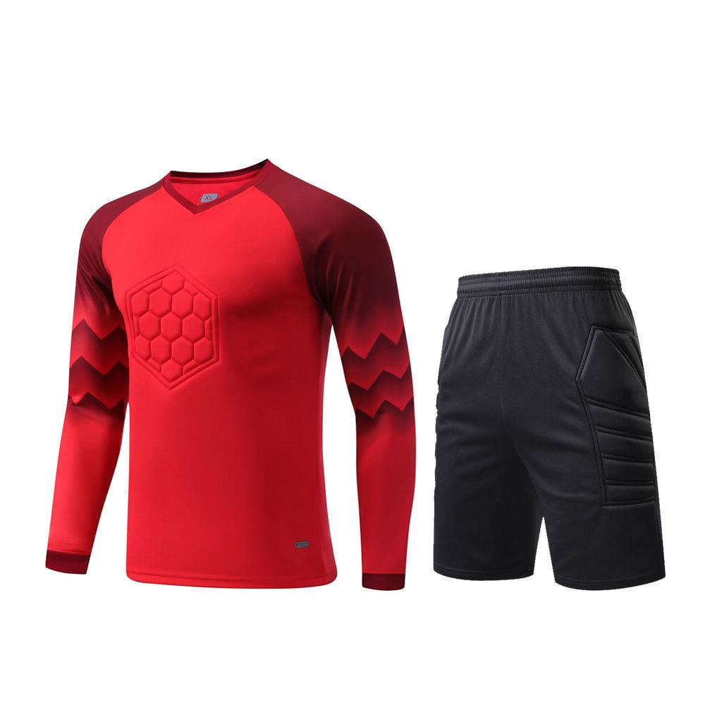 Spot Wholesale Football Goalkeeper Jersey Boys Custom Goalkeeper Jersey Long Sleeve Sponge Pad Game Training Jersey