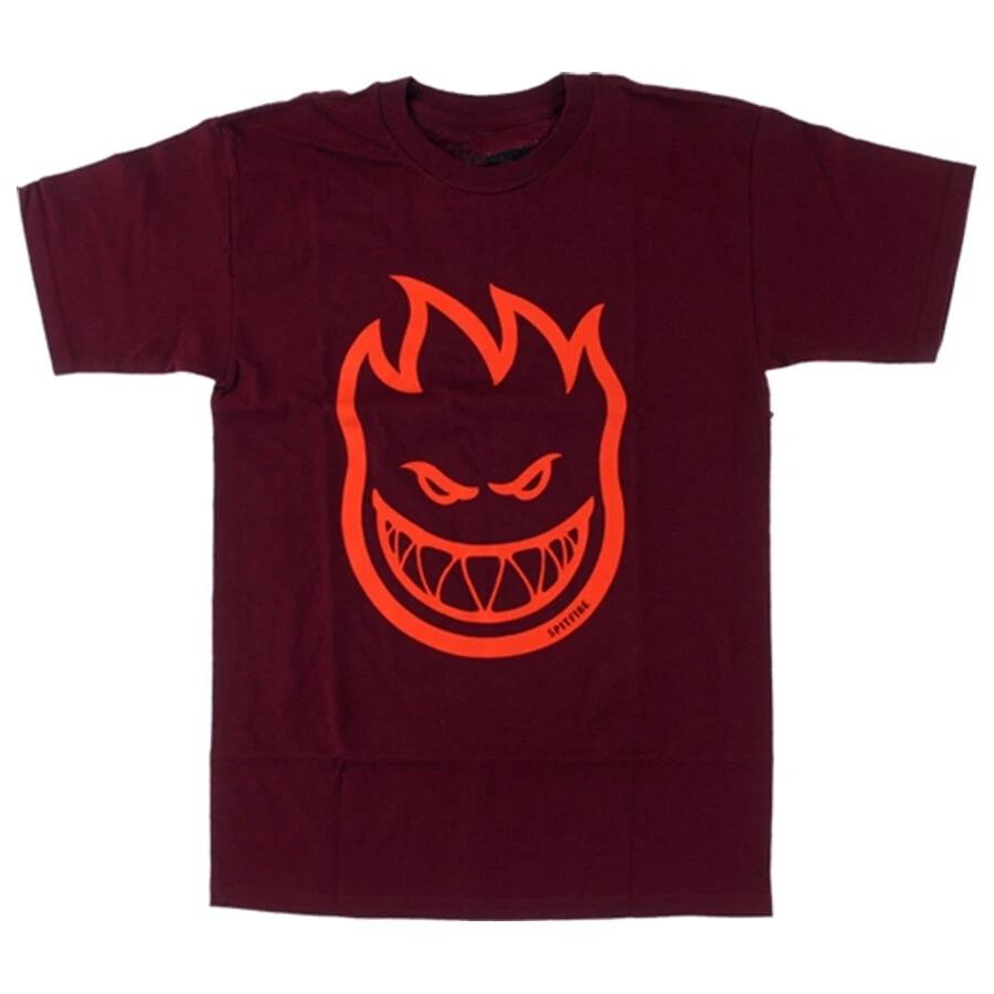 Spitfire Wheels BIGHEAD LOGO Skateboard T Shirt BURGUNDY/RED M