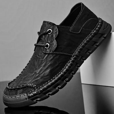 Summer Big Head Handmade Leather Shoes Men's Soft Sole Soft Surface Leather Shoes Thick Sole Wide Head Dad Shoes Business Casual Shoes