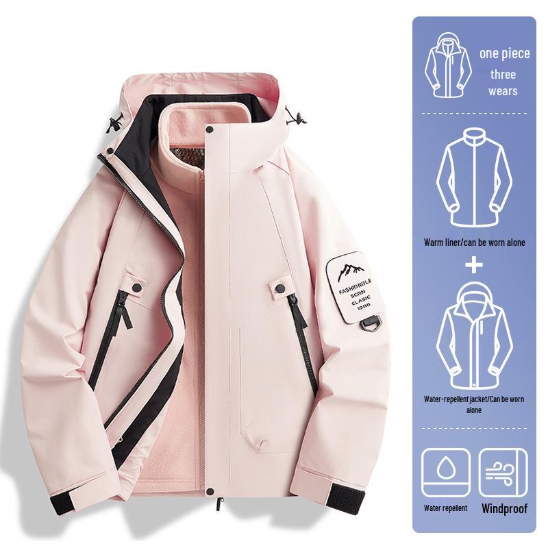 Unisex 3-in-1 Windproof Waterproof Hiking Jacket with Detachable Liner for Autumn/Winter