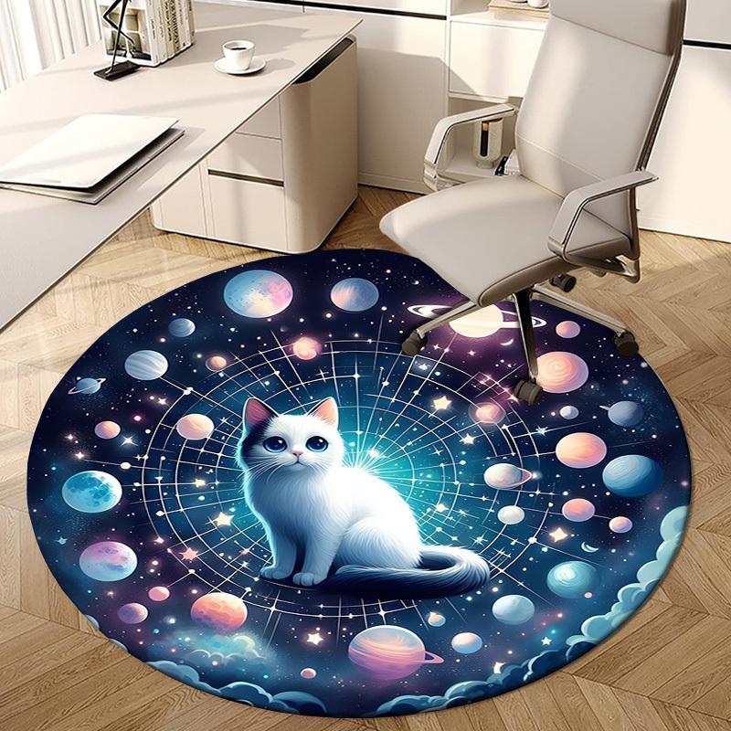 1pc Office Carpet Chair Mats Cosmic Cat Dreamscape Perfect for Decorating Office Chairs, Living Rooms, Or Bedrooms.YDT062