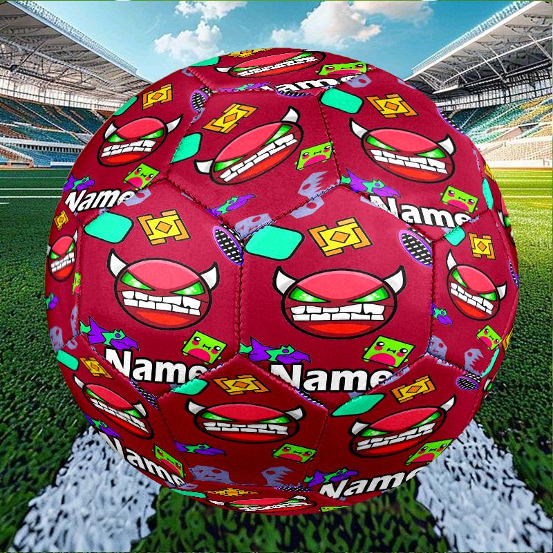Custom Name Personalized Geometry Dash Print Size 5 Soccer Ball Training & Match Football, for Team, Kicking, Gift for Football